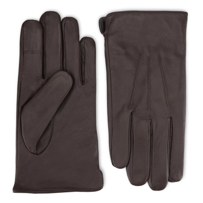 Isotoner® Mens Three Point Leather Glove Chocolate Extra Image 2